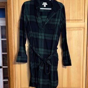 Flannel blue and green plaid tunic
